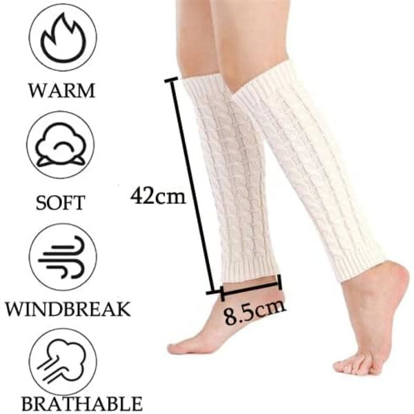 Leg Warmers, 1 par med leggvarmere for kvinner, dame leggvarmere, ekstra myke stilige vintervarme kompresjonssokker, chunky bootmansjetter