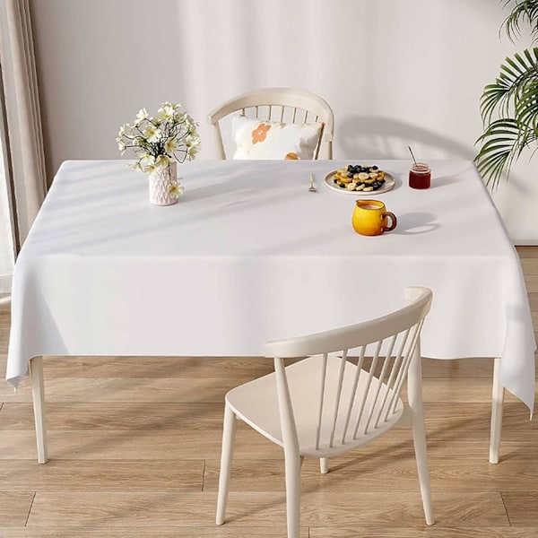 Vit bordsduk - 90X132 tum polyester rektangulär bordsduk, för 4 fots bord i tvättbar fläck och skrynkelfri, julbordsduk 228*335cm