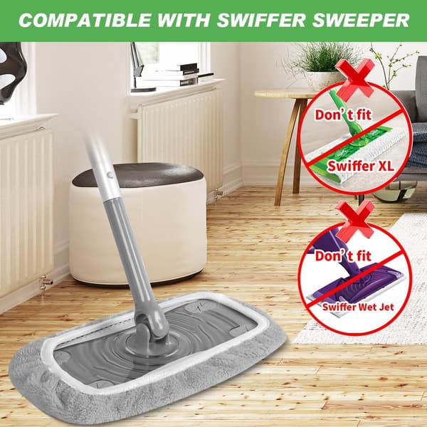 Återanvändbara Mikrofibermoppdynor, Torra Våta Svepande Moppdukar, Kompatibla med Swiffer Sweeper Mopp, för Golvrengöring (4-pack)