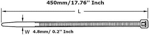 Nippusiteet - 450mm x 4.8mm - 17.7\" erittäin pitkät nippusiteet - nailoniset nippusiteet (250, musta)