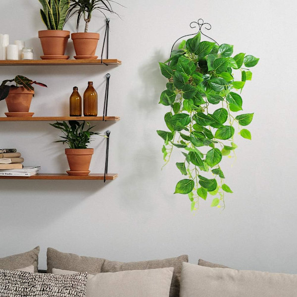 Kunstige hængende planter Ivy Vine falske blade Greeny kæde væg hjem værelse have bryllup guirlande (1 stk, ingen kurv)