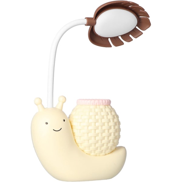 LED Skrivebordslampe med Penneholder Tegneserie Dyr Snegle Bordlampe Multi-Funksjon USB-Lading Søt Svanehals Skrivebordslys for Studenter