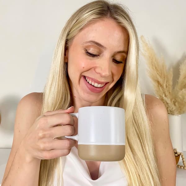 Keramisk kaffemugg vit spräcklig 355 ml, stengodsmugg för hem/kontor, mikrovågsugns-/diskmaskinssäker