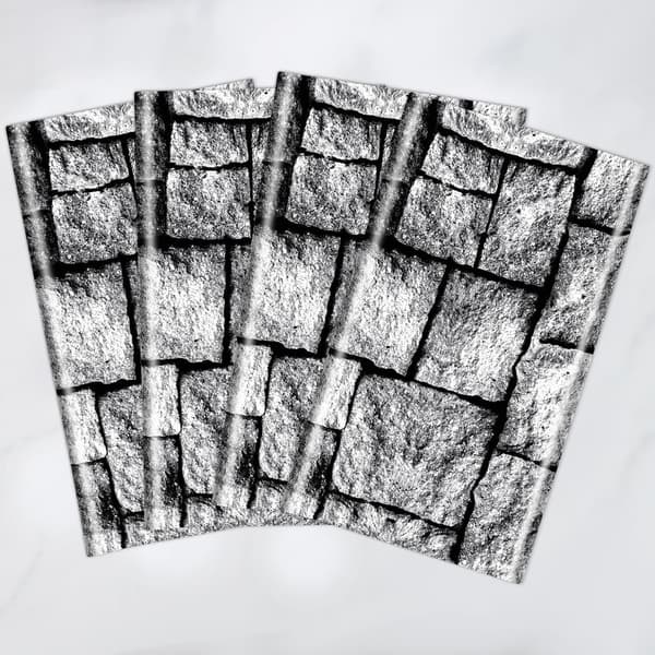 4 stk. brostein duker, rektangulær mursteinsduk, steintrykt bordduk, steinvegg bakgrunn, 130x270cm