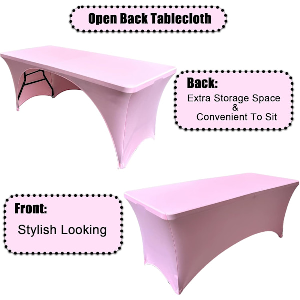 Stretchbare duker 6ft for rektangulære bord med åpen rygg, tilpassede Spandex rektangulære uteplassbordtrekk