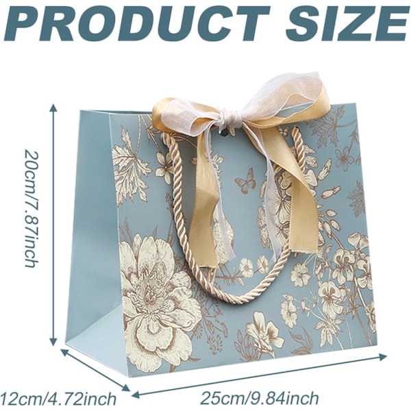3 stk Gaveposer med Sløyfer, Papirposer med Håndtak, Bursdagsgaveposer Innpakningsposer, for Gave, Bursdag, Feiring, Bryllup (25 * 12 * 20cm)
