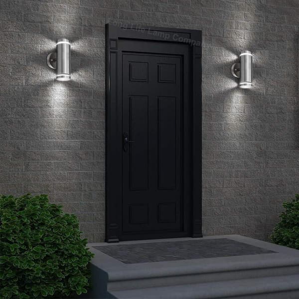 2 x Udendørs Væg Uplight/Downlight IP65 Transparent Diffuser Rustfrit Stål ZLC308-F Kun til LED GU10 Pære
