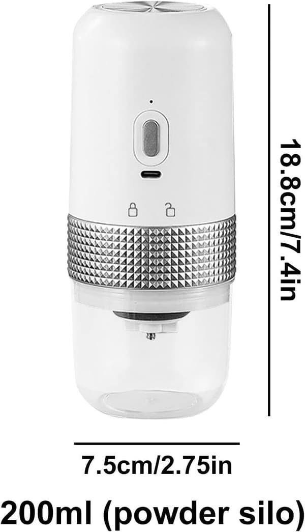 Elektrisk kaffebønnekværn, genopladelig mini-kaffebønnemølle, til espresso, pour over, stempelkande, (sort)