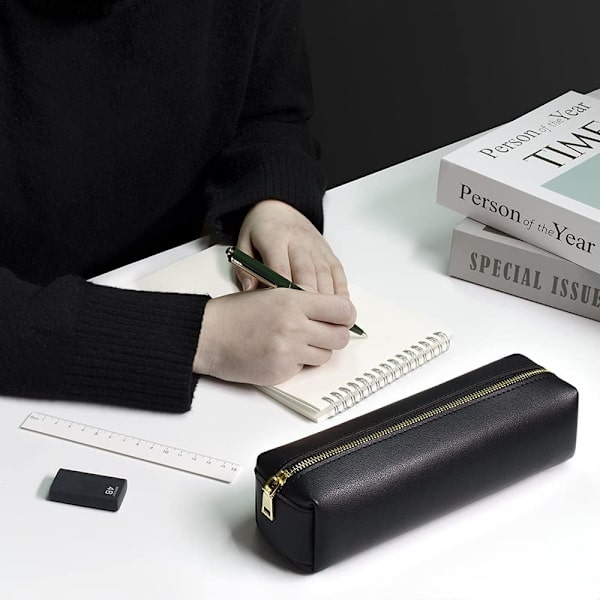Etui, bærbar brevpapir taske, kosmetisk arrangør taske Black