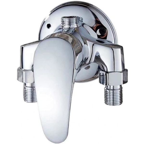 Väggmonterad engrepps duschblandare i mässing för badrum kallt och varmvatten, krom
