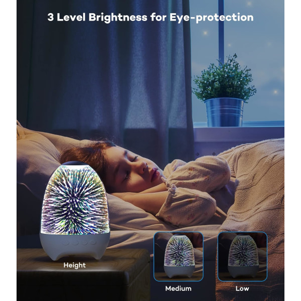 Bluetooth-højttaler natlys, 3D Galaxy-sengelampe med berøringskontrol, dæmpbar RGB 7-farvet variabel LED bærbar trådløs opladning soveværelse bordlampe