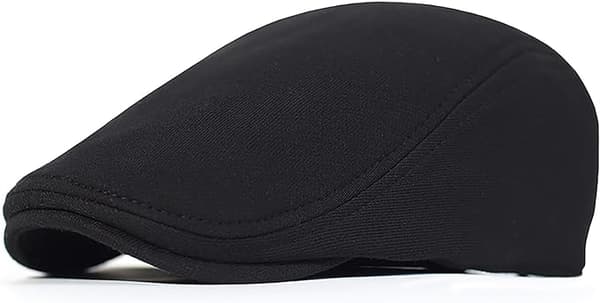 Flat beret for høst og vinter med topplue Black