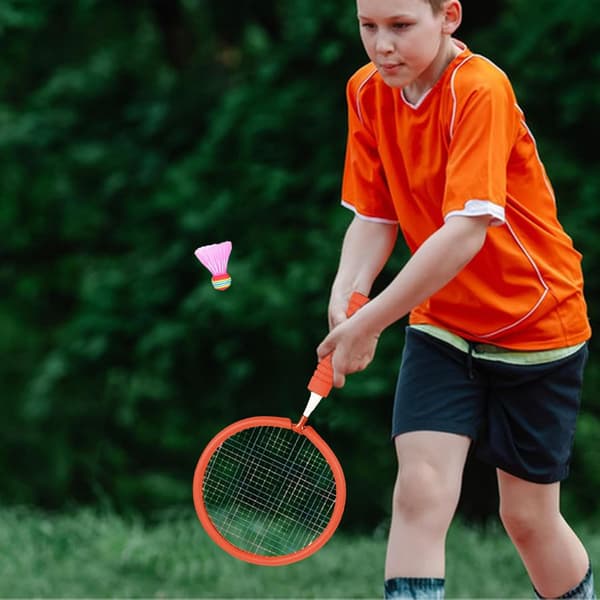 Badmintonketsæt til børn | Letvægts badmintonketsæt til baghaven med 3 badmintonbolde til børn og voksne, orange