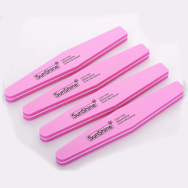 Set med 10 nagelfilar, 100/180, dubbelsidiga nagelbufferfilar, block för gel, nagelfil, professionell polering, tvättbar och återanvändbar