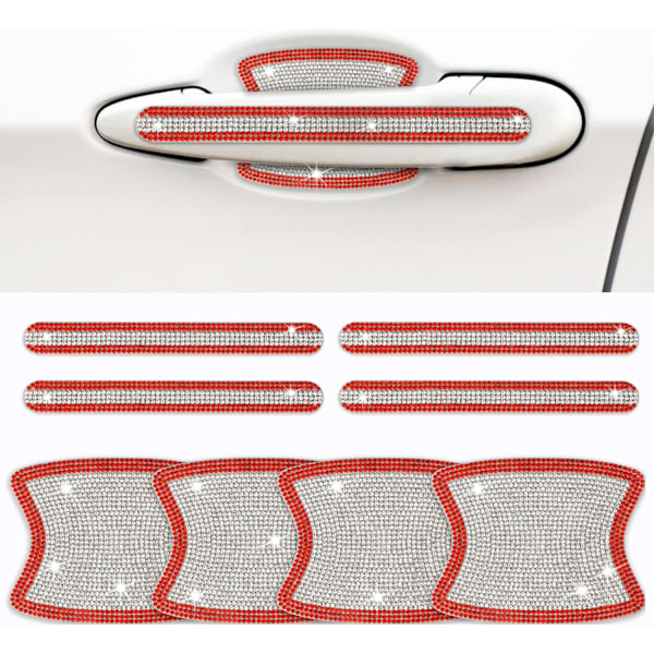 Auton ovenkahvan tarrat - 8 kpl Bling auton tarvikkeet Kristalli Glitter Ovenkahvan suojatarrat ja tarrat Naarmu