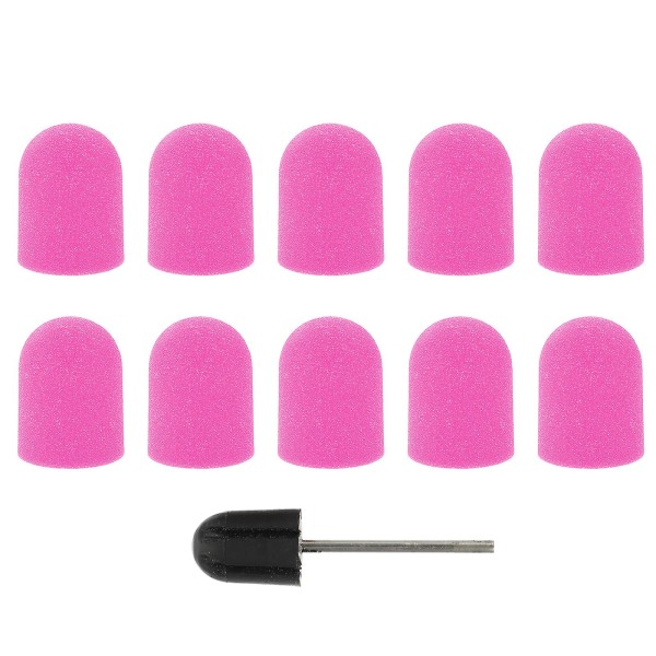 10pcs Nail Art Polishing Sanding Caps With Nail Grinding Head Set Manicure Tool