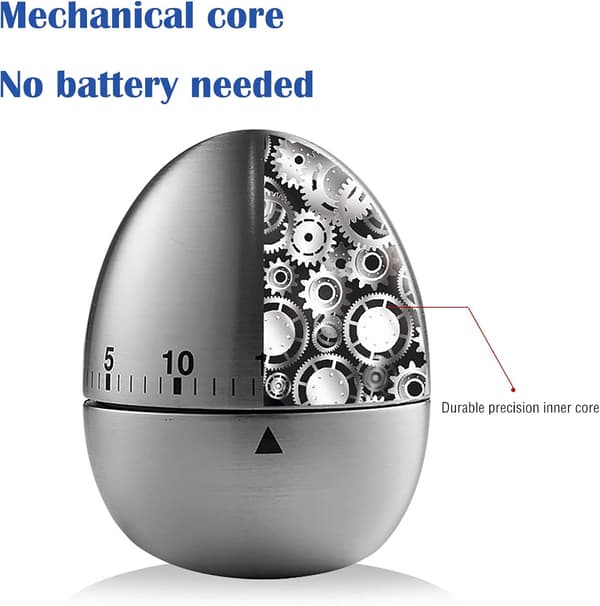 Egg Kjøkken Timer Søt Manuell, Rustfritt Stål Metall Mekanisk Visuell Nedtelling Matlaging Timer