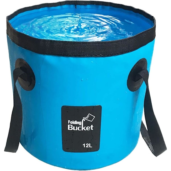 Sammenleggbar bøtte, 12L Multifunksjonell Bærbar Folding Fiskebøtte, Sammenleggbar Vaskeservantbøtte, for Fiske-Camping-Hagearbeid, Blå