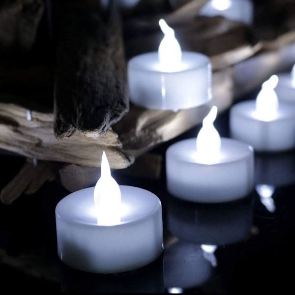 LED-fyrfadslys, 12 stk. Flammeløse stearinlys med batteridrift, til jul, bryllup, fødselsdag, Halloween-gaver, boligindretning i kølig hvid