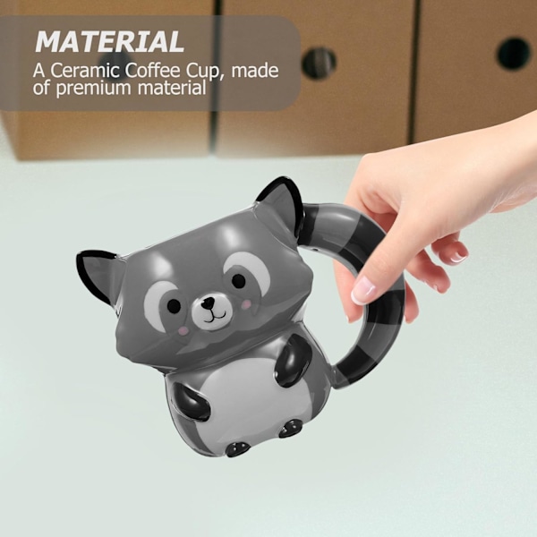 Söt keramisk kaffemugg 3D tvättbjörn mugg tekopp handmålad