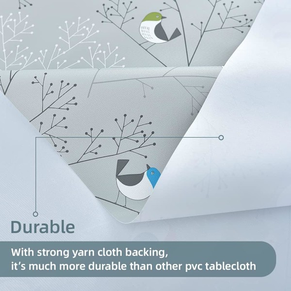 Dukduk avtorkbar PVC plast vattentät rektangulär bordsduksskydd för kök picknick inomhus utomhus (fåglar, 137x185 cm)