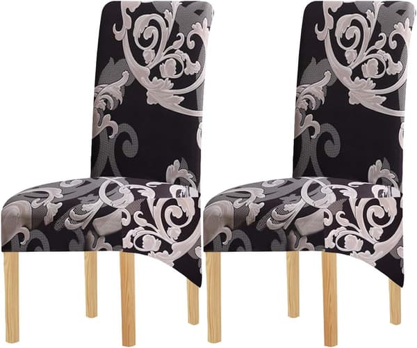 Trykte stoffstretch stolseter, 2 store elastiske stolseter for bryllup, bankett og festdekorasjon