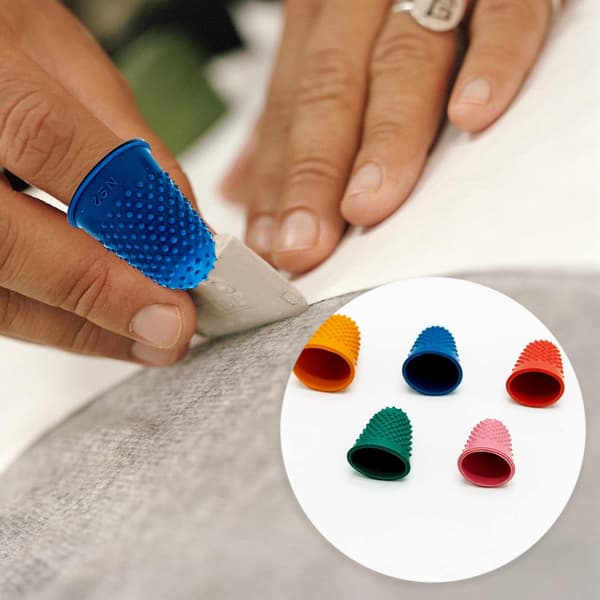 5 stk. gummi-fingerbøl til beskyttelse af fingerspidserne