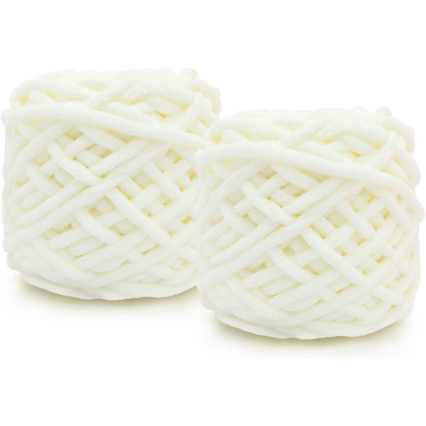 2X100g Chunky Garn til Strikning Uldbold Fremstillet af Bomuld, Uld og Akryl Blød og Varm Vævesjal og Tøfler DIY Plysstrikning.