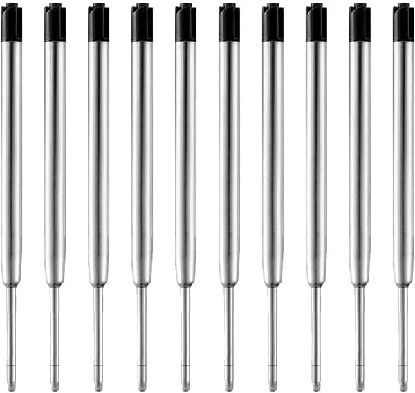 3,9'' Kuglepen Refills, Medium Spids, Blækpen Refills, Kompatibel med Parker Pen Refill (10 stk) (Sort Blæk)