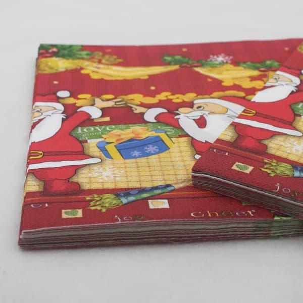 20 x Julepapir, Servietter, Festlig Dugdækning, Luksus Julepakke (3 Julemænd)