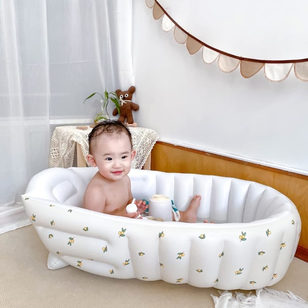Baby Bad Bärbar Uppblåsbar Pool Nyfödd Badrum Baby Badkar Bad Hopvikbar Simbassäng