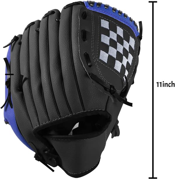 10,5 tommer softballhandsker, tykke battehandsker til børn, indmarkshandske, baseballhandsker, softballhandske, sportshandske (sort og blå)