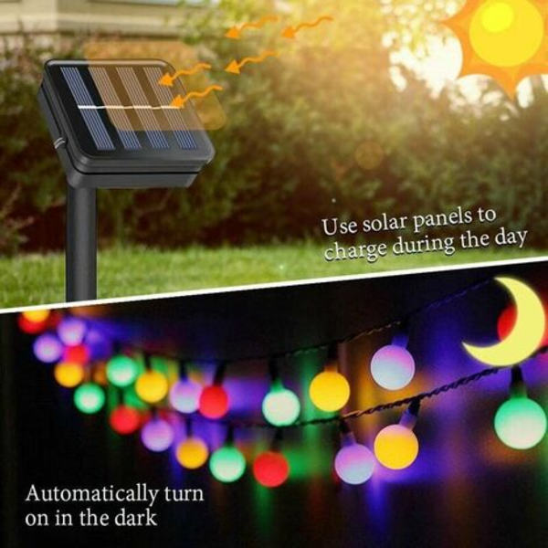Solcells drivna LED-ljusslinga (30 färgade lampor)