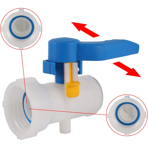 IBC-adapter 50 mm till 62 mm 1000 l plasttankventil, 1000 liters tankanslutning för regnvattentank, behållare