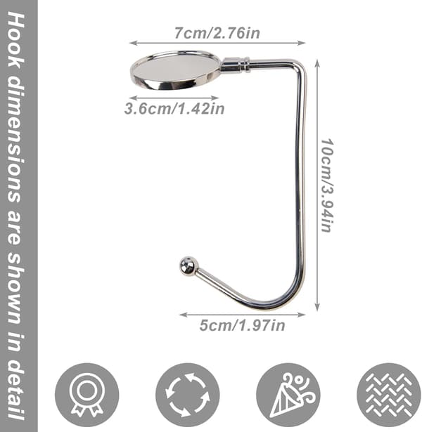 4-pack Strumpkrokar, för spiselkrans, metallkrokar med halkskydd, för juldekoration, silver