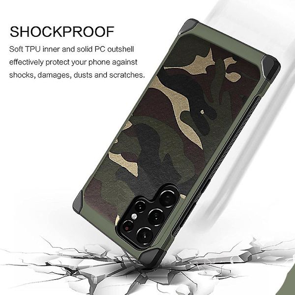 Camouflage Etui Kompatibelt til Galaxy S22 Ultra 5g