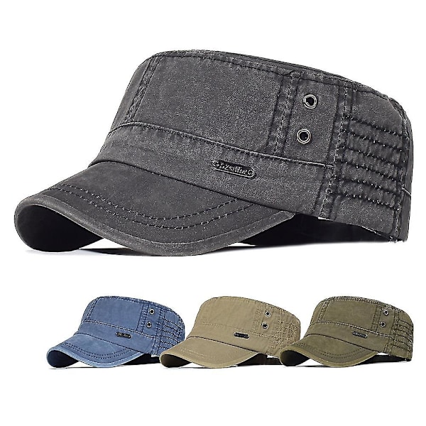 Herr Bomull Armé Cap Cadet Hat Trucker Pappa Hat Militär Flat Top Justerbar Klassisk Baseball Cap Hög Kvalitet Army Green