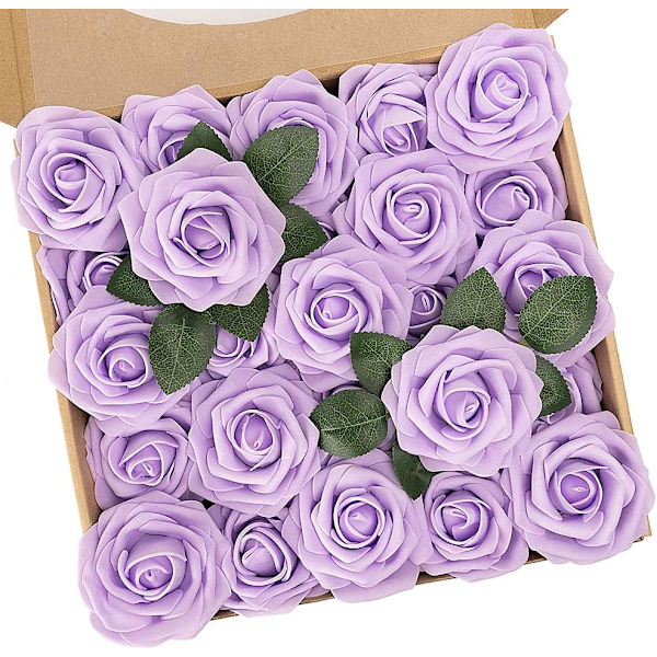 Lavendel Kunstige Blomster, 25stk Kunstige Blomster med Stilke til DIY Bryllup Brudepige Brudebuketter Midterstykker Fest