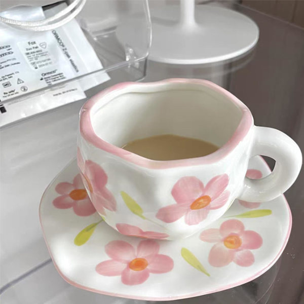 Kaffekoppsett med underkopp Muggegaver til kvinner Bursdag Keramikkkopp 250 ml Kaffekopp med underkopp Bursdagsgave til kvinner color 3