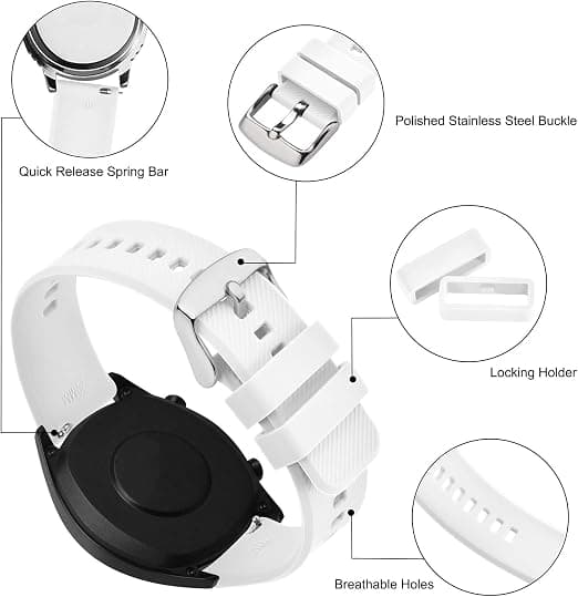 1st Klockarmband 18mm, Snabbfäste Silikon Klockarmband för Män Kvinnor, vit