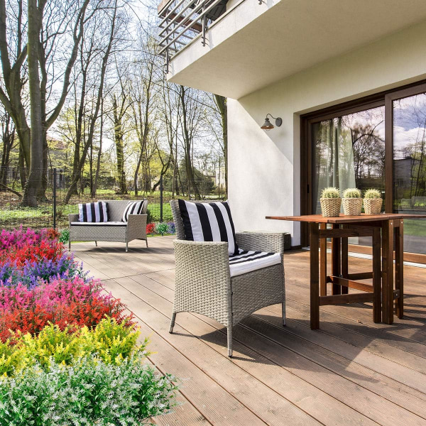 8 buketter kunstig lavendelplanter utendørs UV-beskyttelse falske blomster kunstige planter hage veranda dekorasjon (rosa)