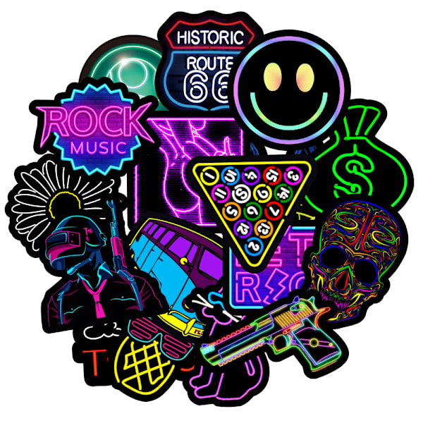 50 STK Klistremerker, Graffiti Klistremerker, Neon Graffiti Laptop Klistremerker, Vanntette Klistremerker, for Sykler, Skateboards DIY Patches Dekaler