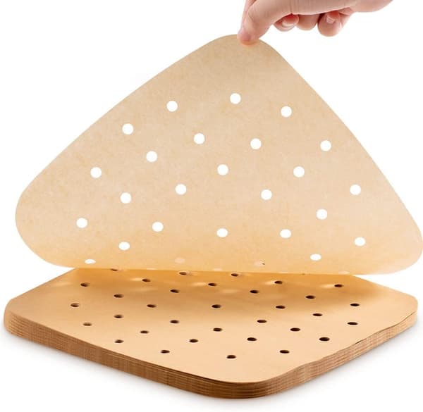Airfryer Papirforinger, 100 stk. Brune Bage-Airfryer Bagepapir, Perforerede Bageforinger, til Madlavning af Bagværk (21,5 * 21,5 cm)