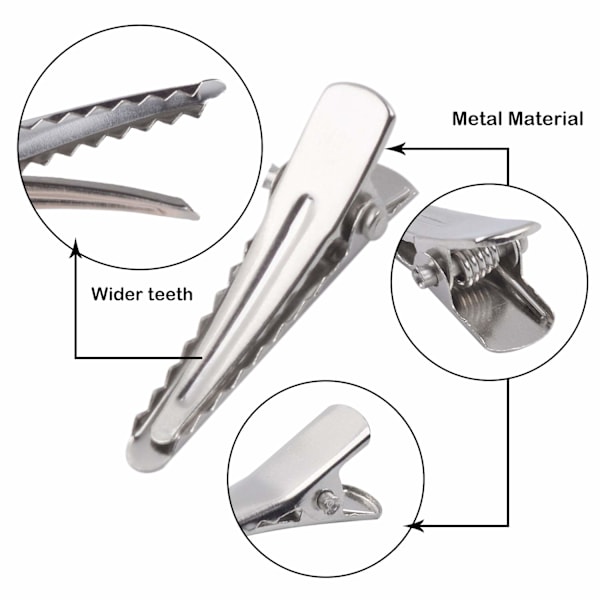 30MM små alligatorhårklämmor, 100 stycken silvermetall alligatorhårnålar tänder bågar krokodilhårklämmor hållare tillbehör 30MM