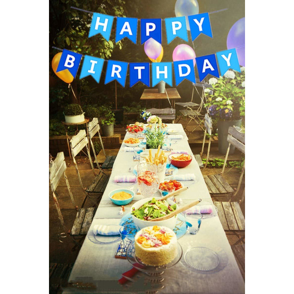 Grattis på födelsedagen Banner Blå, Stor Hängande Girlang, Grattis på födelsedagen Vimpel Fest Dekoration För Pojkar Män Baby Shower Foto Bakgrund Fest Tillbehör