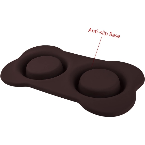 Pet Dog Bowls 2 Rustfrie Stålskåler med Non-Spill Sklisikker Silikonmatte for Fôring av Små Mellomstore Hunder Katter Valper