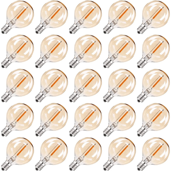 25 kpl G40 1W LED-pieniä lamppuja E12 220V lämmin lasi 2200K LED-lamput, juhlapuutarhan koristevalon vaihtolamppu