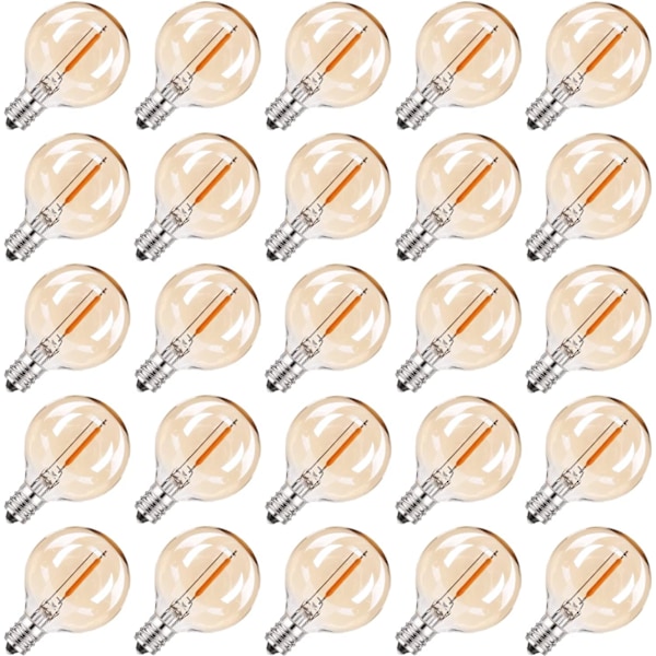 25 st G40 1W LED små glödlampor E12 220V varm glas 2200K LED-lampor, för festträdgårdsdekoration Ljusersättning Glödlampa