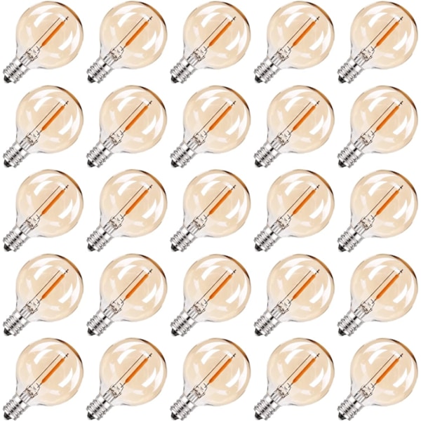 25Pcs G40 1W LED Small Light Bulbs E12 220V Warm Glass 2200K LED Bulbs,for Party Garden Decoration Light Replacement Light Bulb