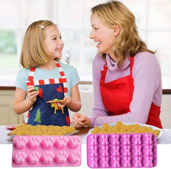 Silikone Chokoladeforme, 2 STK Kattepote vs Hundebensformede Genanvendelige Bageforme Isterningebakker, Hvalpe Kattepote DIY Forme